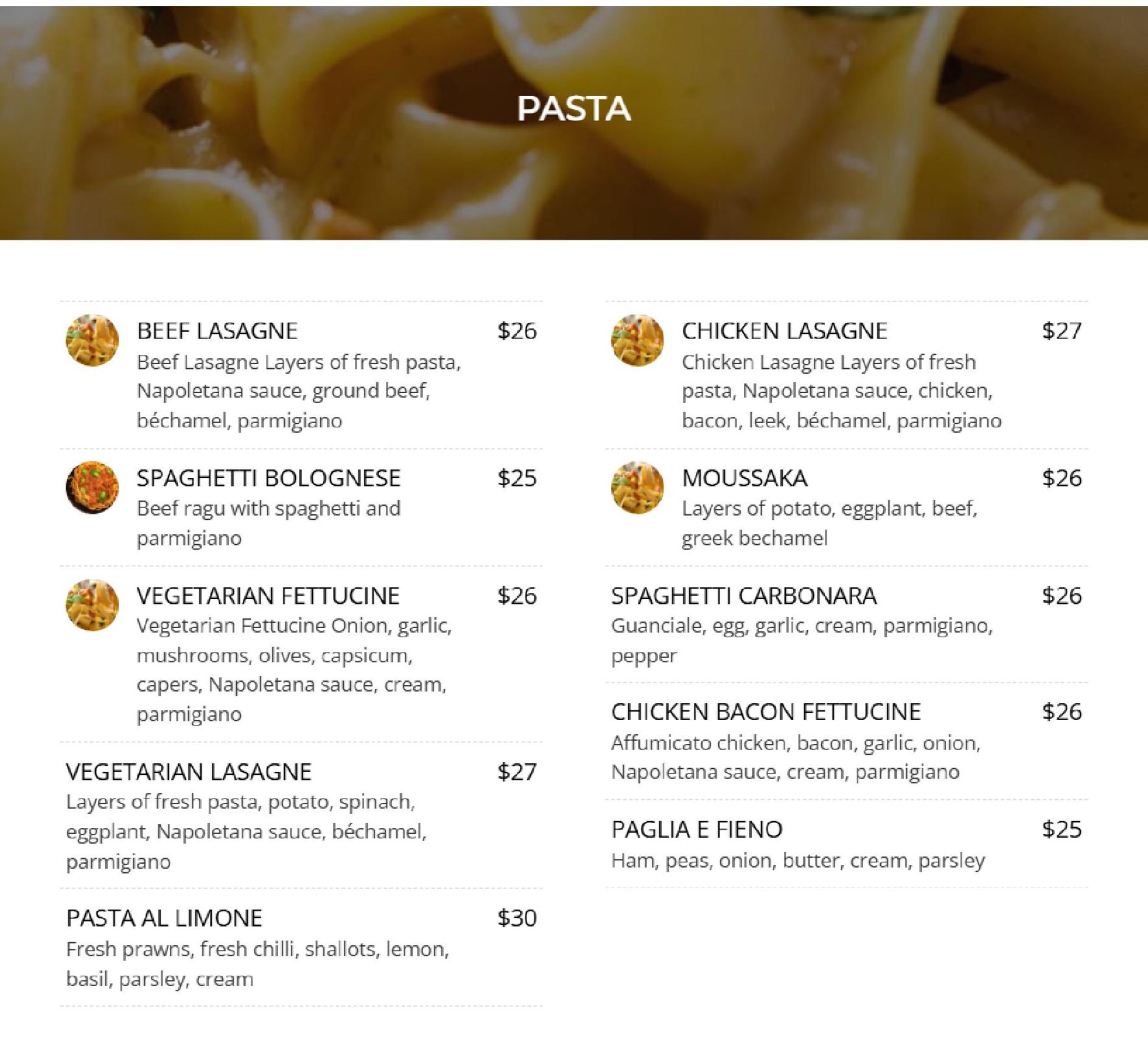 Minos Italian & Mediterranean menu and prices | First Table
