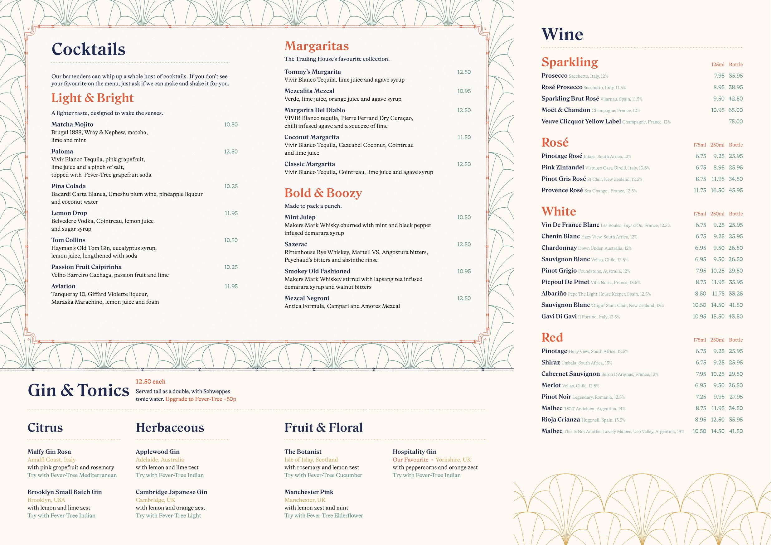 The Trading House menu and prices | First Table