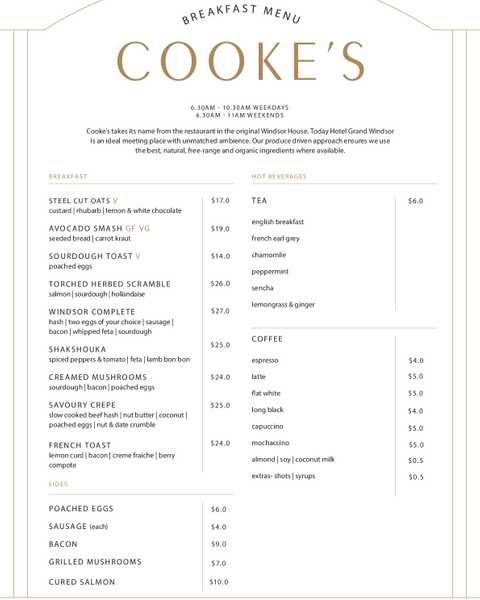 Cooke's Restaurant & Bar menu