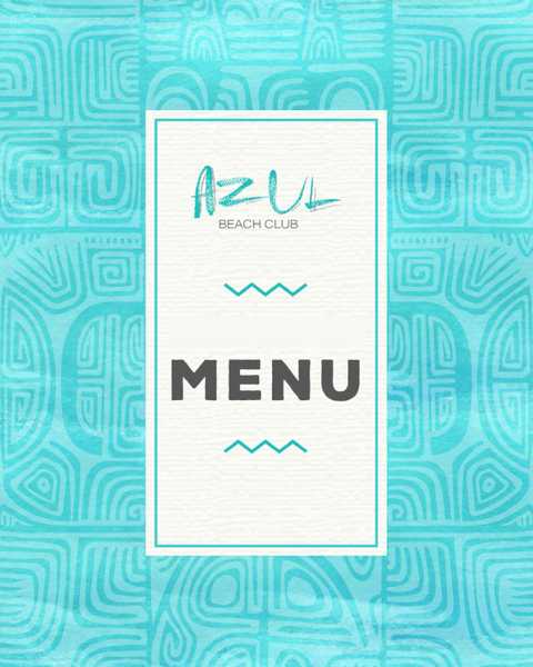 Azul Beach Club Bali menu