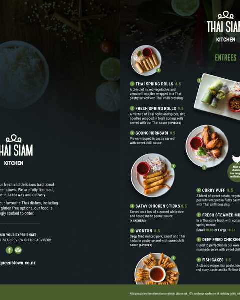 Thai Siam Kitchen menu