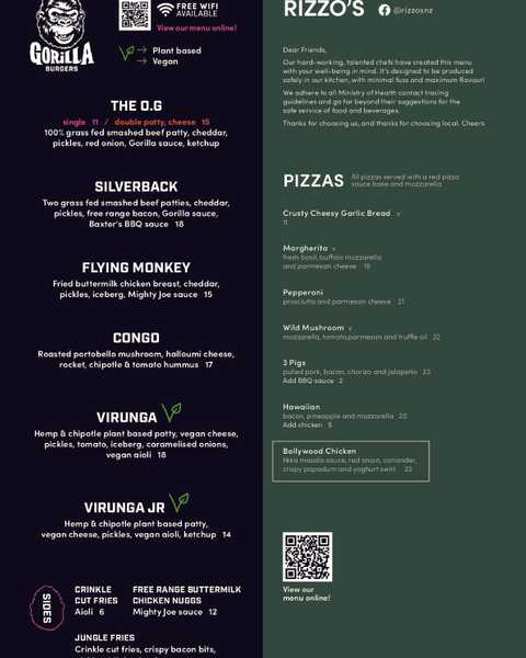 Rizzo's Pizzeria & Kitchen menu