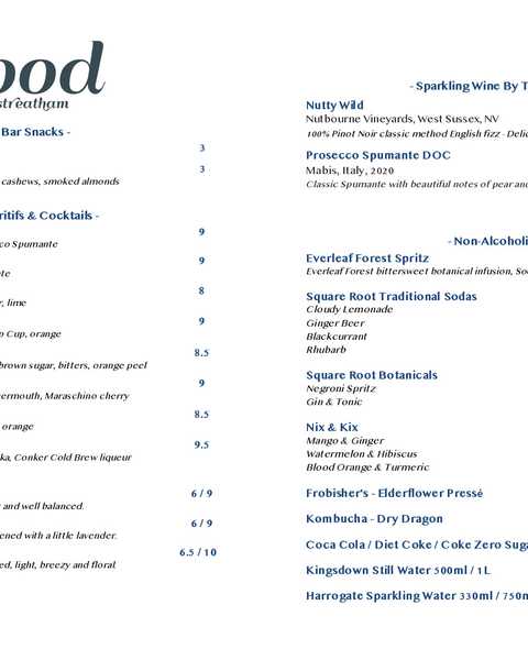 Hood Streatham menu