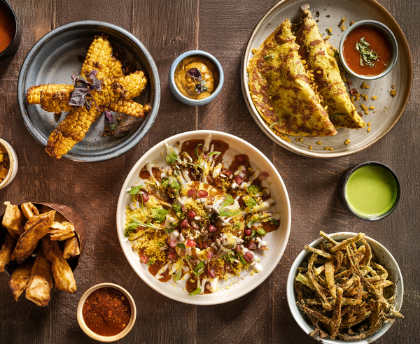 Bhutta ribs, raj kachori and other small plates from Kachori in Elephant Park.